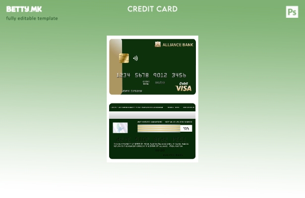 Модерен стил Шаблон за виза картичка на банката на Австрија Алијансата